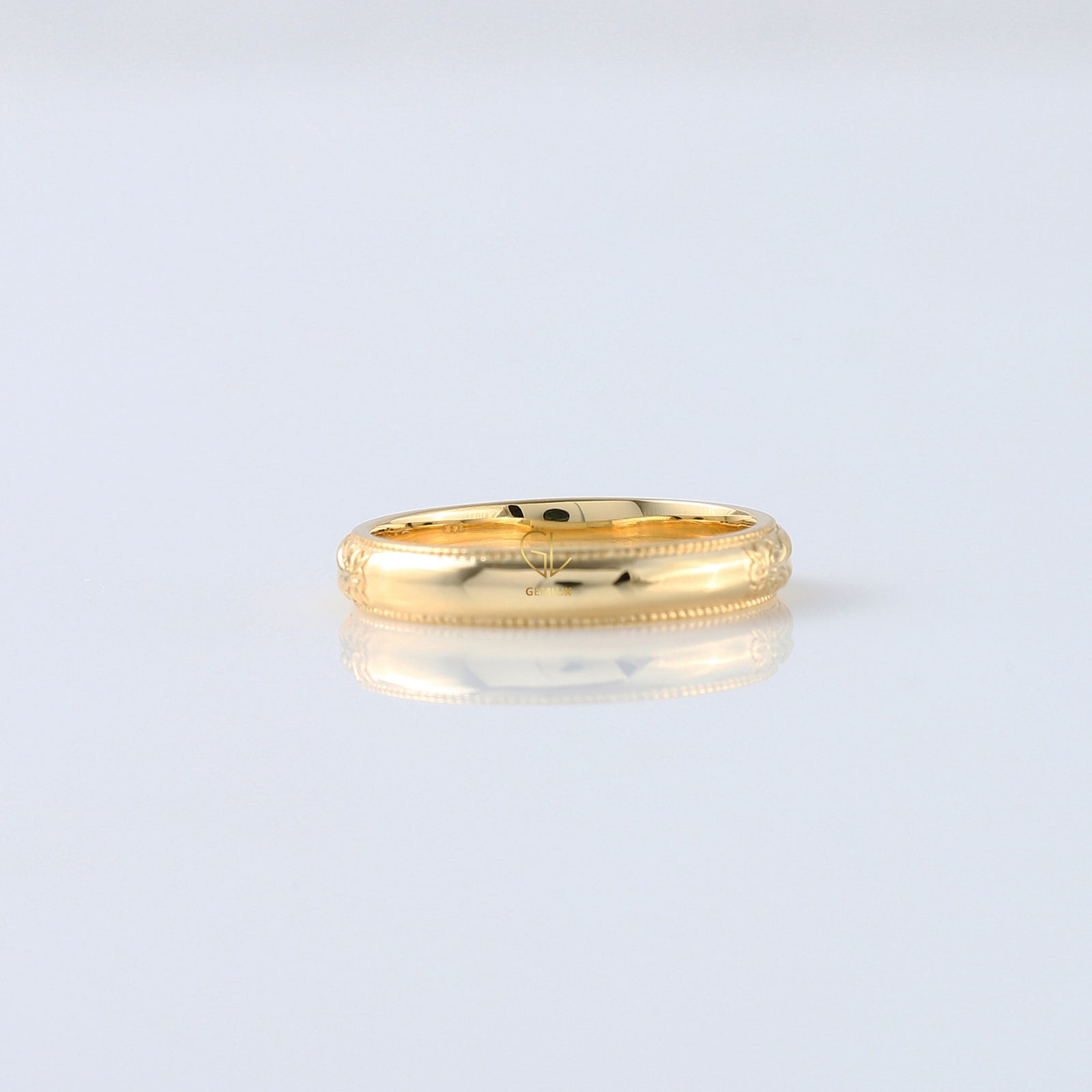 Retro Vintage 14k Solid Gold Plain Gold Filigree Wedding Band 