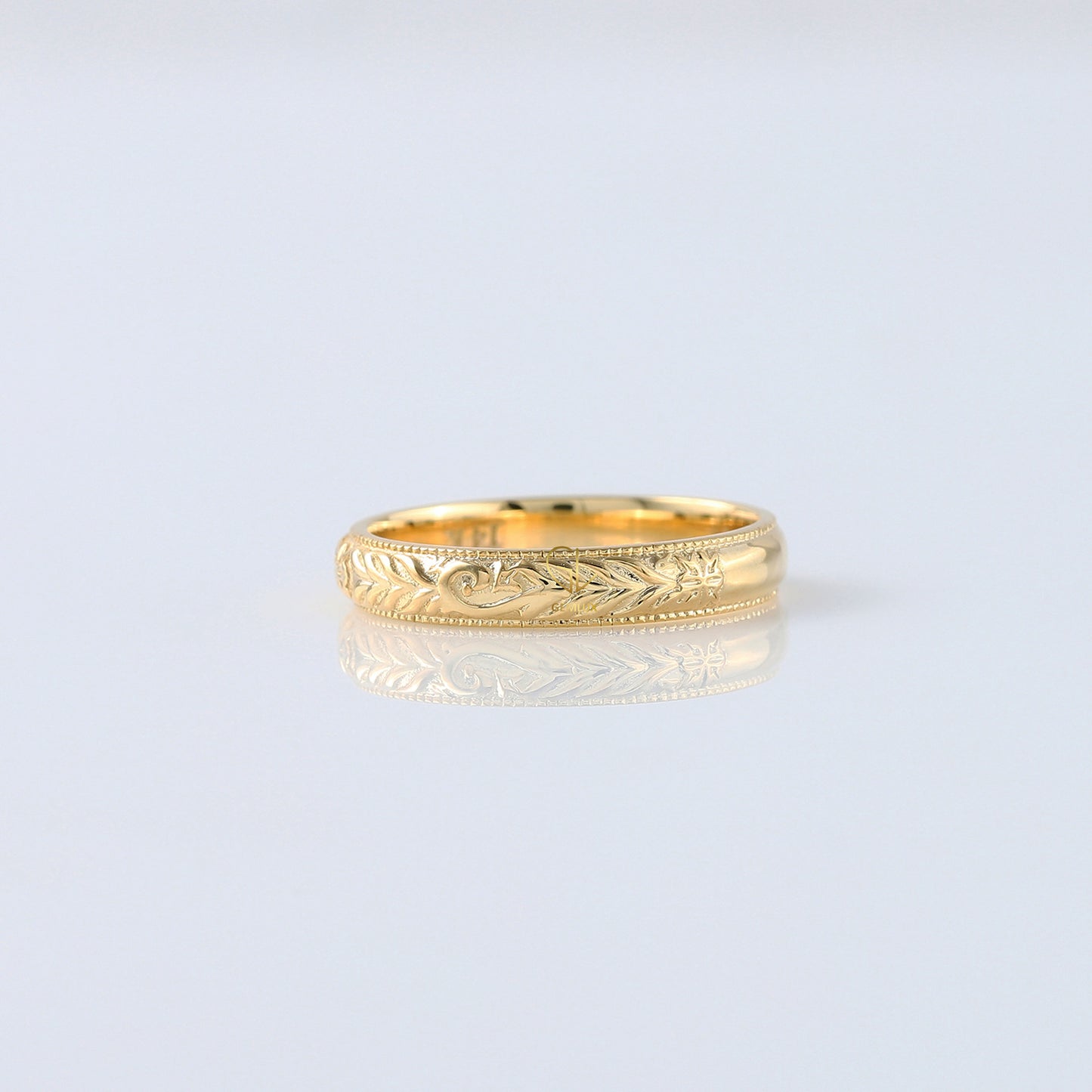 Retro Vintage 14k Solid Gold Plain Gold Filigree Wedding Band 