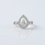 Pear Cut Moissanite Double Halo Twisted Wedding Ring