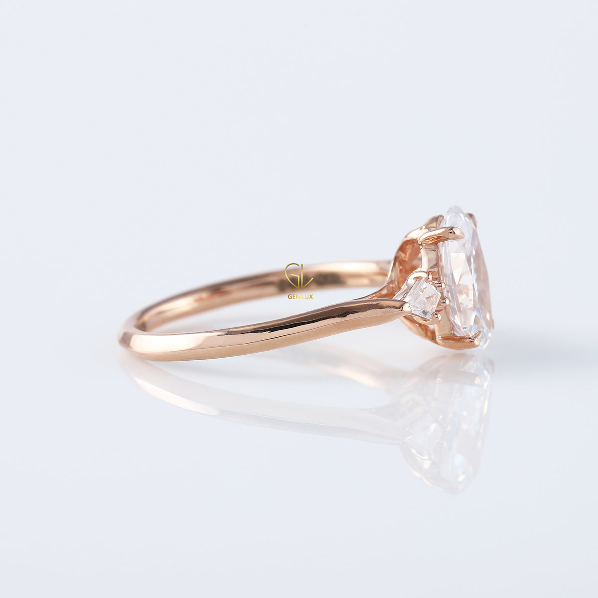 Oval Cut Moissanite Three Stone Engagement Ring