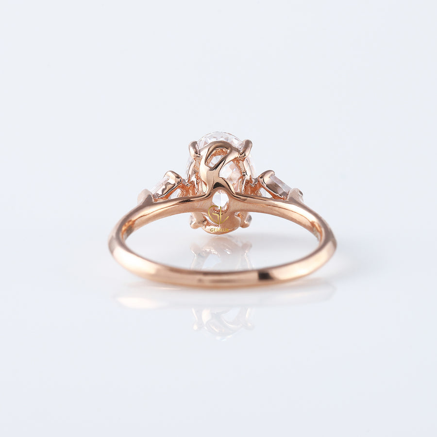 Oval Cut Moissanite Three Stone Engagement Ring