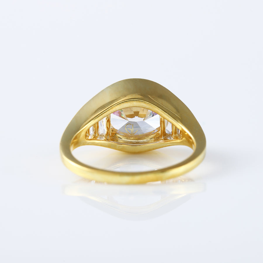 East to West 5 Ct Oval Cut Lab Grown Diamond Engagement Ring