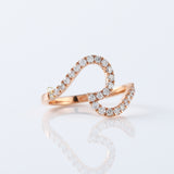Round Cut Surfers Ocean Wave Moissanite Ring
