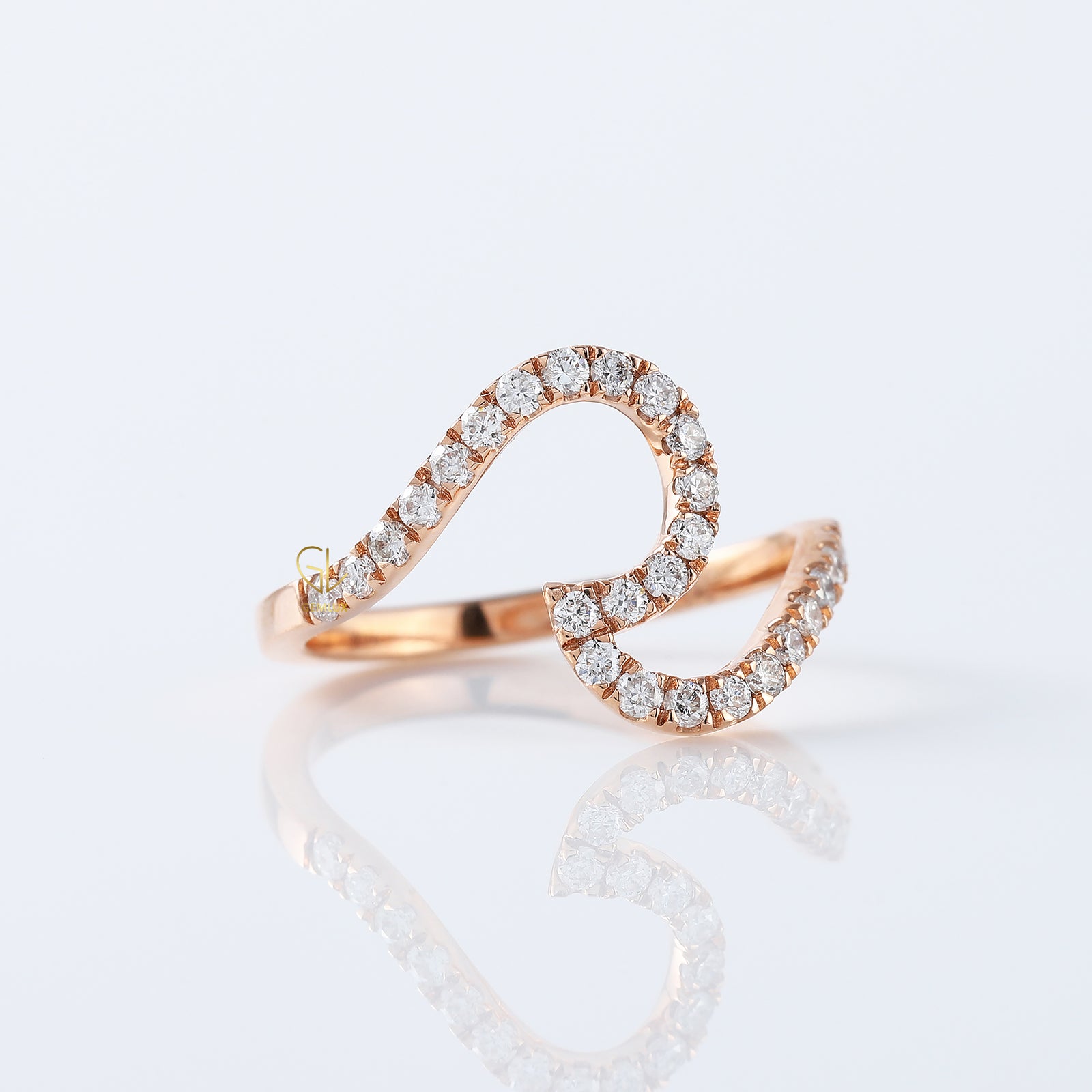 Lab Grown Diamond Surfers Ocean Wave Ring