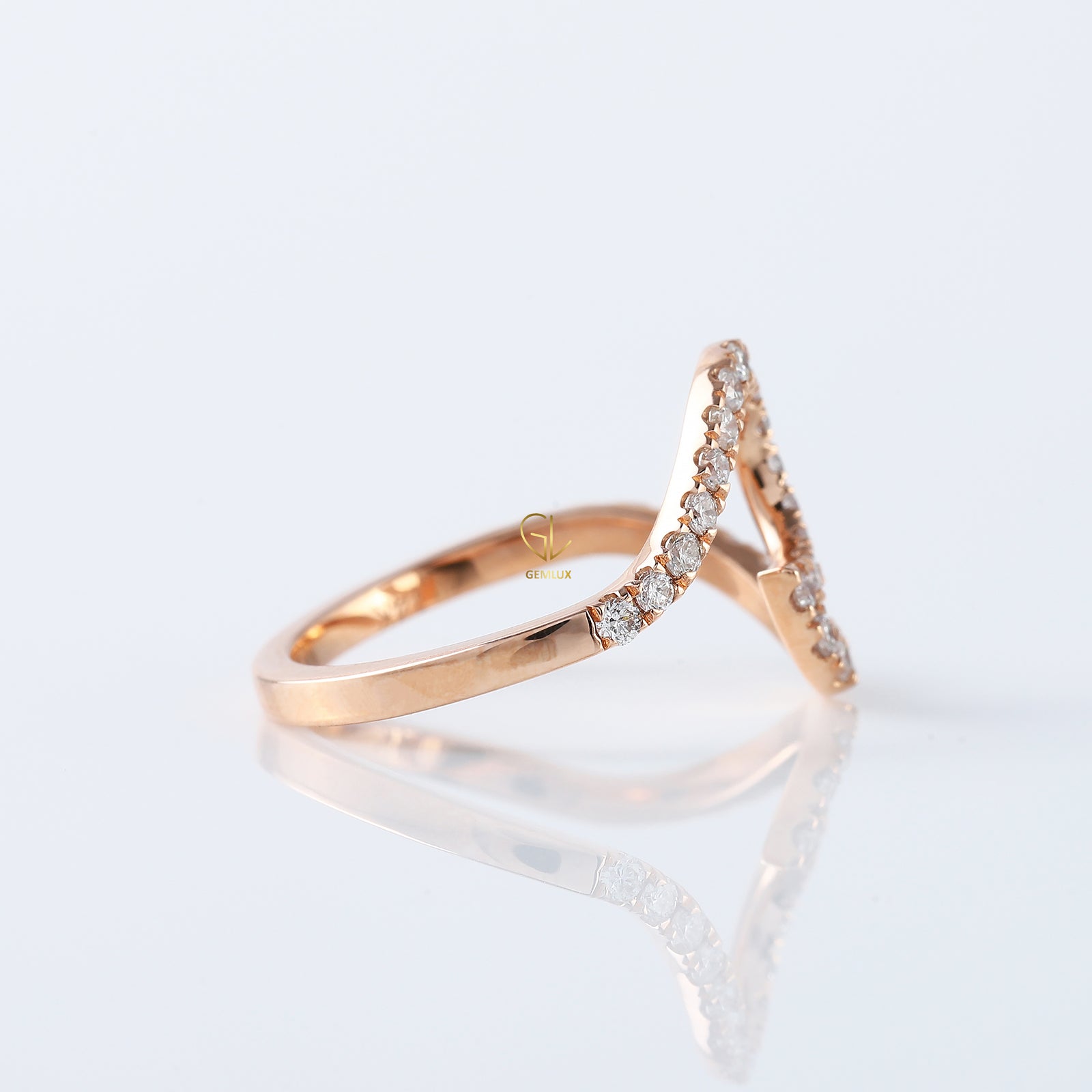 Round Cut Surfers Ocean Wave Moissanite Ring