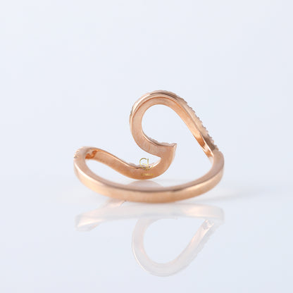 Round Cut Surfers Ocean Wave Moissanite Ring