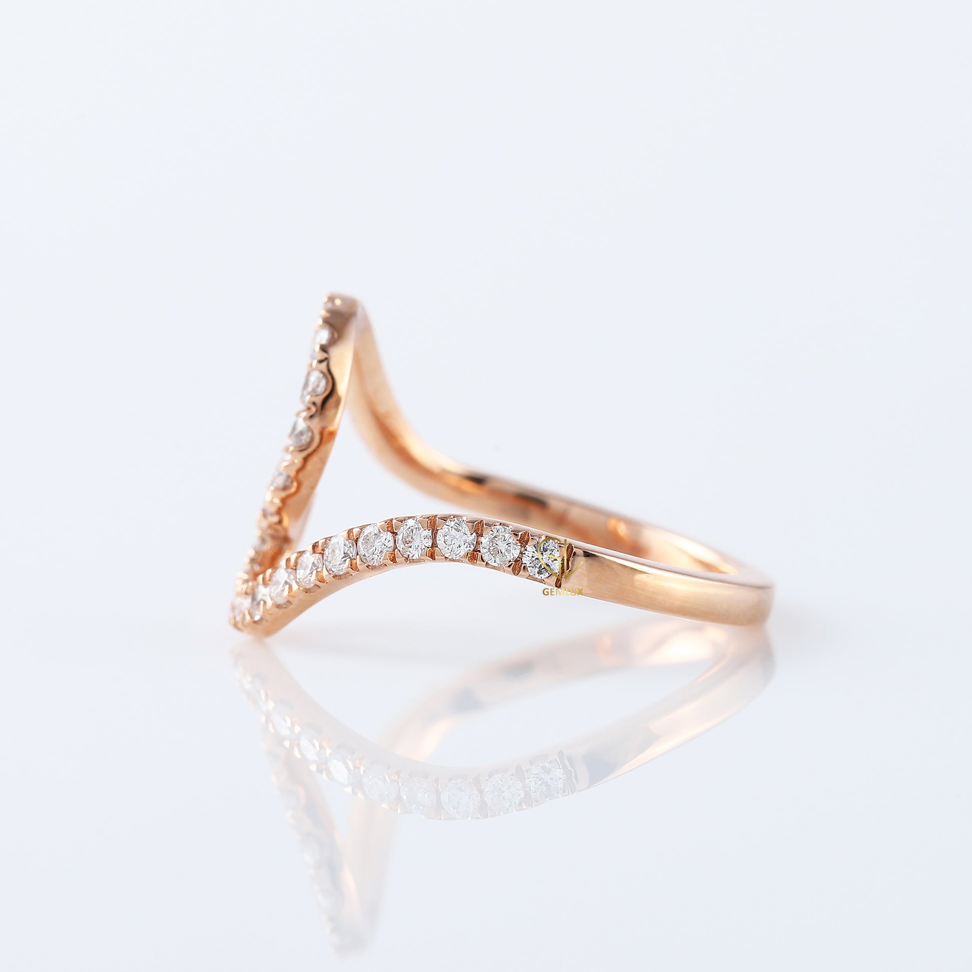 Round Cut Surfers Ocean Wave Moissanite Ring