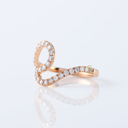 Round Cut Surfers Ocean Wave Moissanite Ring