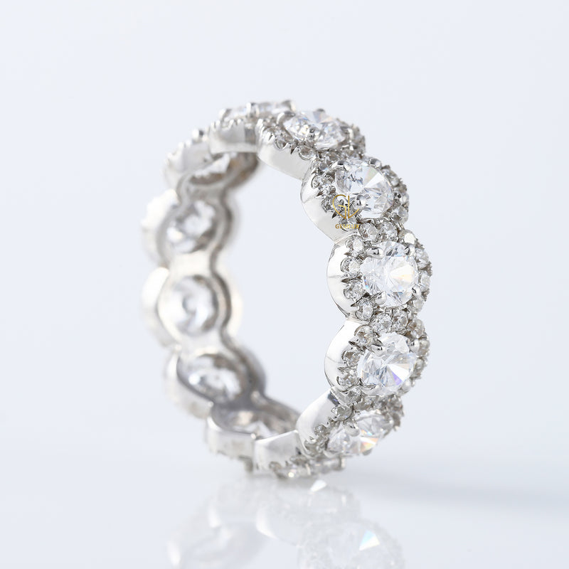 Round Cut Moissanite Eternity Wedding Band