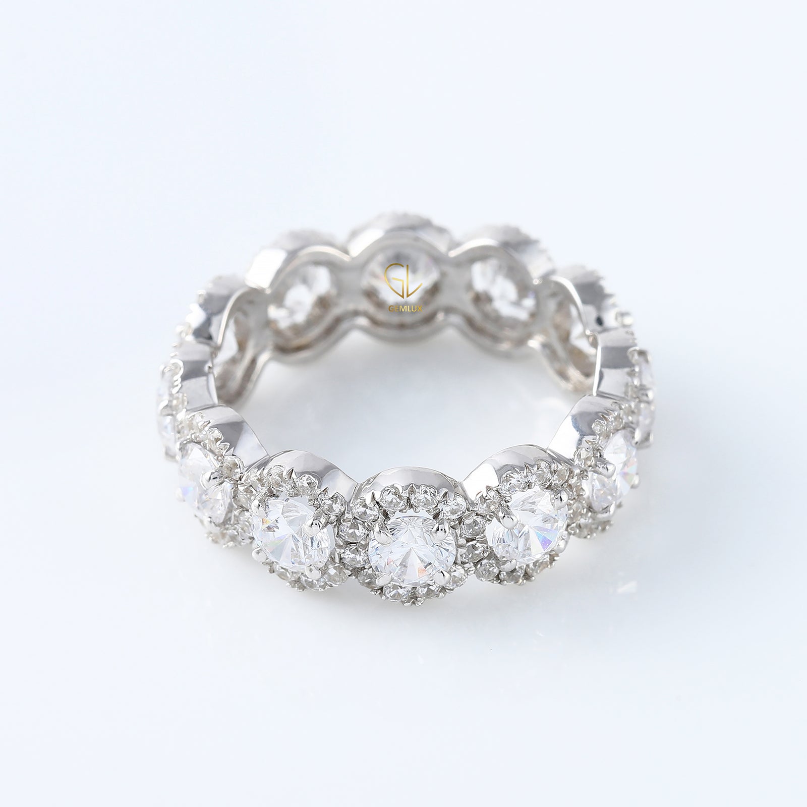 Moissanite Eternity Wedding Band, full eternity ring