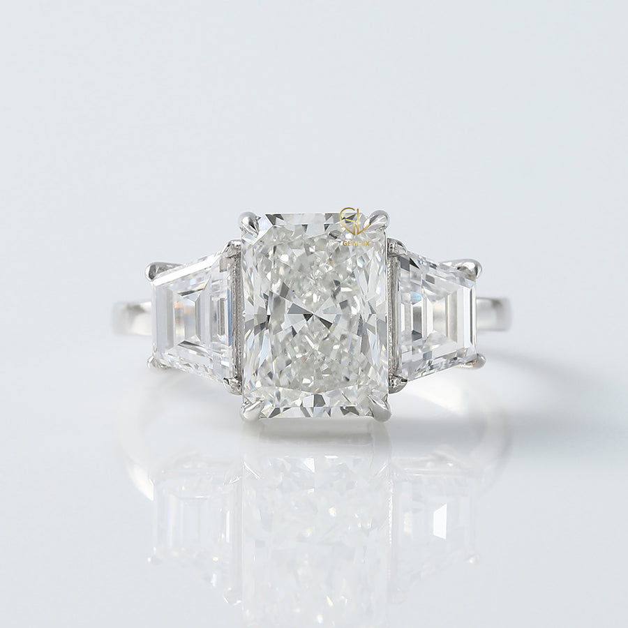 Radiant Cut Three Stone Moissanite Ring