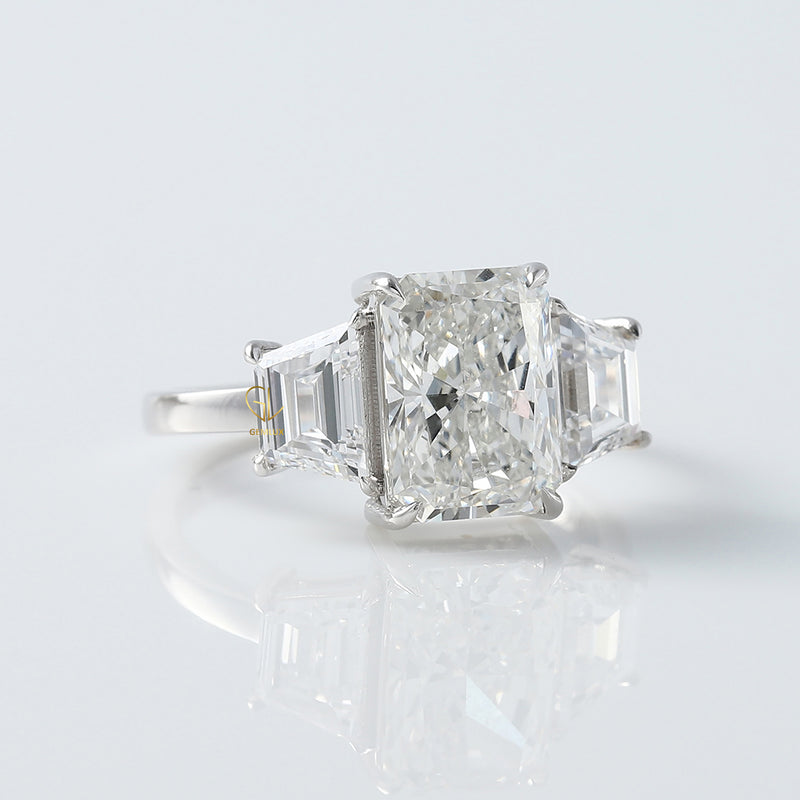 Radiant Cut Three Stone Moissanite Ring