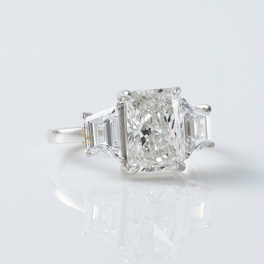 Radiant Cut Three Stone Moissanite Ring