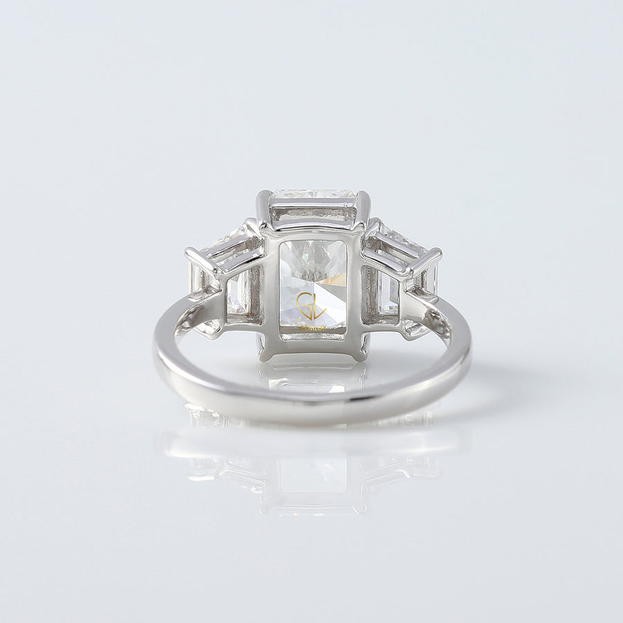 Radiant Cut Three Stone Moissanite Ring