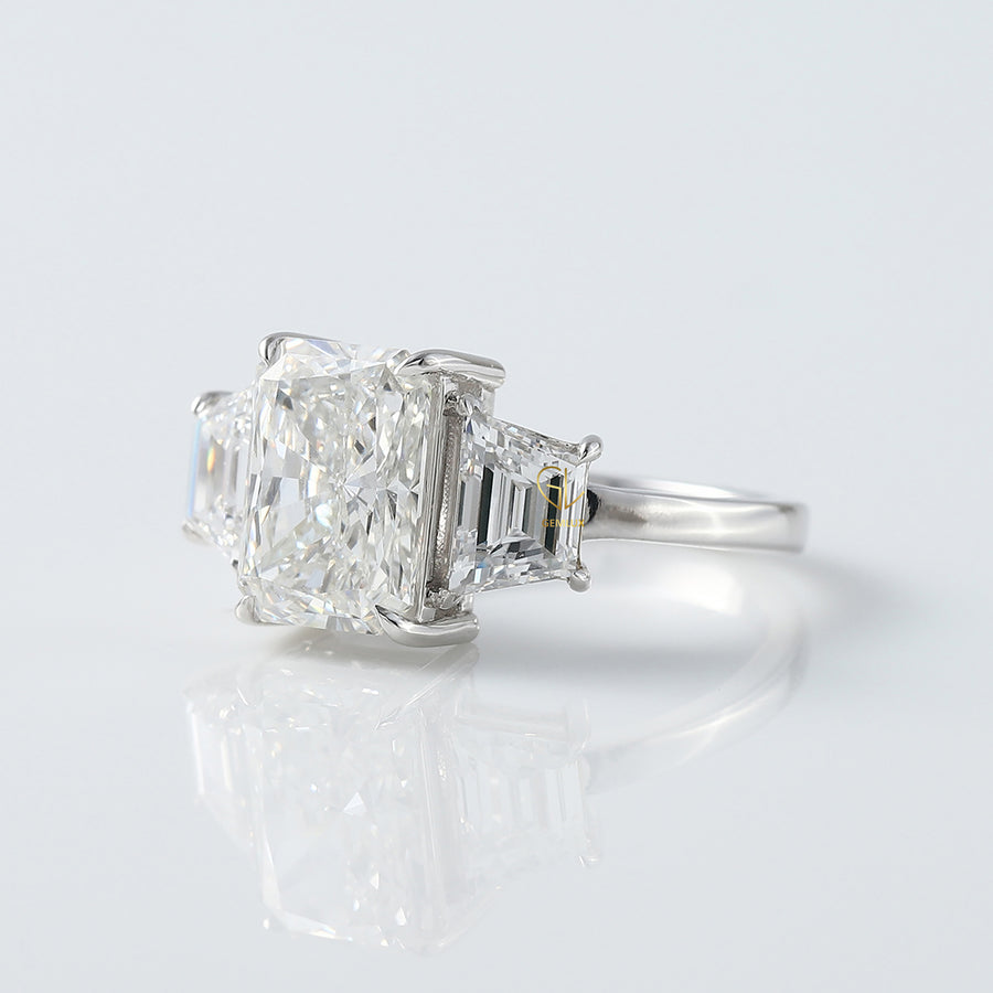 Radiant Cut Three Stone Moissanite Ring