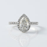 Pear Cut Moissanite Diamond Halo Engagement Ring