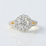 Certified Round Cut Lab Grown Diamond Split Shank Halo Engagement Ring