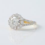 Certified Round Cut Lab Grown Diamond Split Shank Halo Engagement Ring