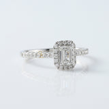 0.50 Ct Emerald Cut Lab Grown Diamond Halo Engagement Ring