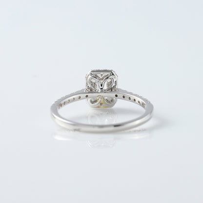 0.50 Ct Emerald Cut Moissanite Halo Engagement Ring