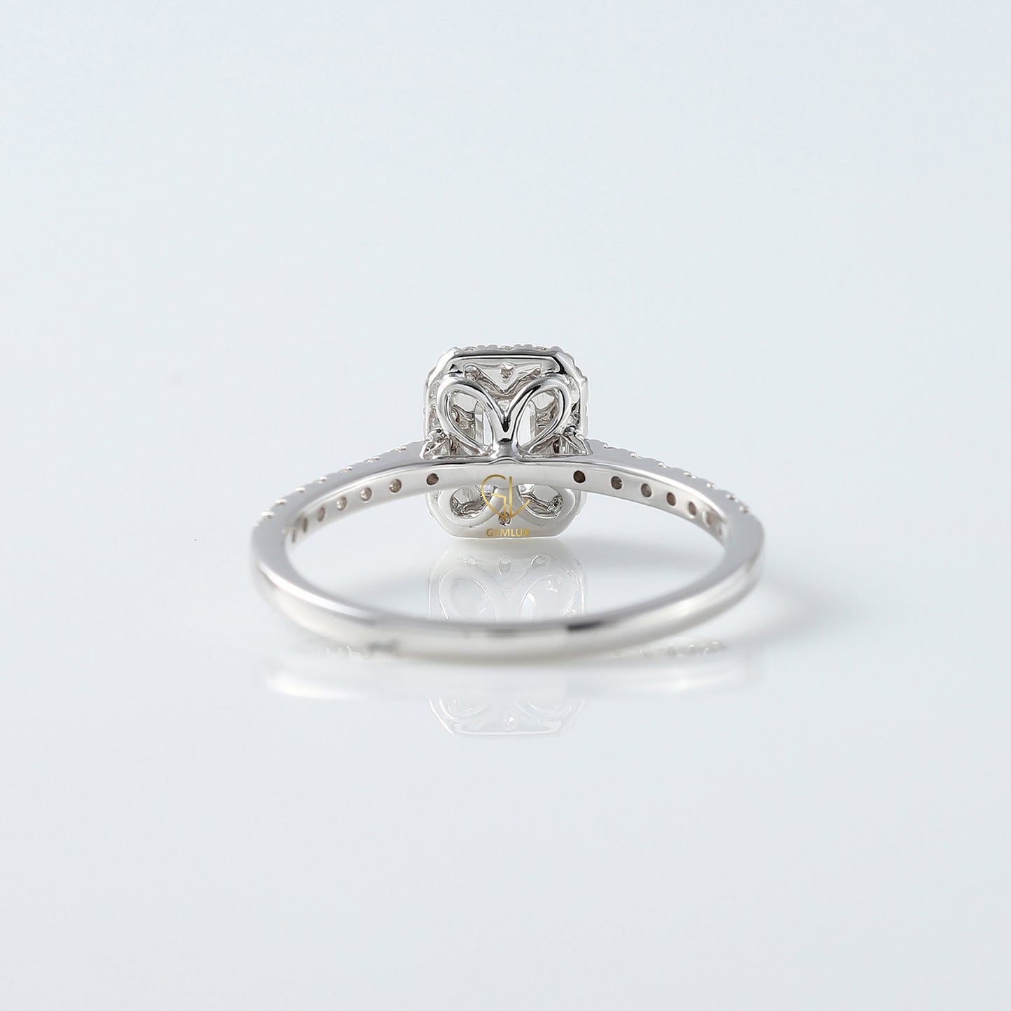 0.50 Ct Emerald Cut Lab Grown Diamond Halo Engagement Ring