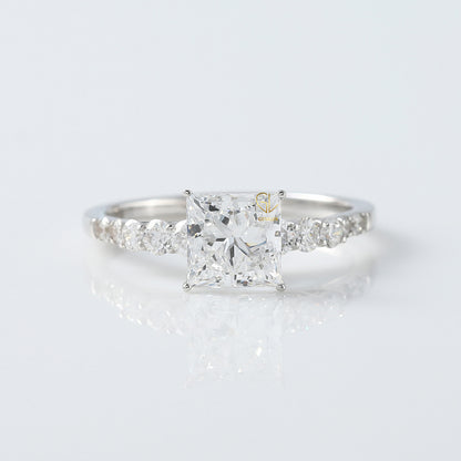 Princess Cut Moissanite Solitaire With Accent Engagement Ring