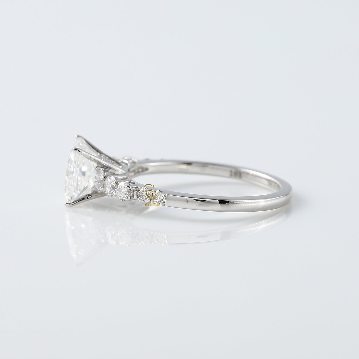 Princess Cut Lab Grown Diamond Solitaire With Accent Engagement Ring