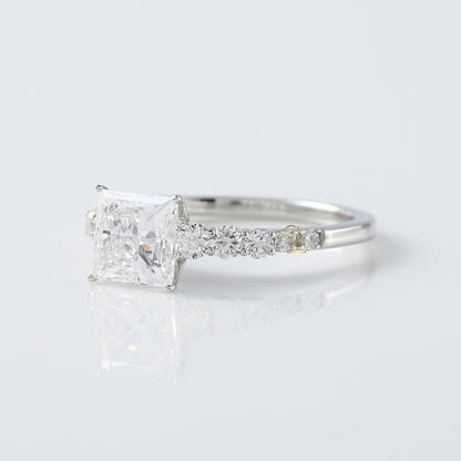 Princess Cut Moissanite Solitaire With Accent Engagement Ring