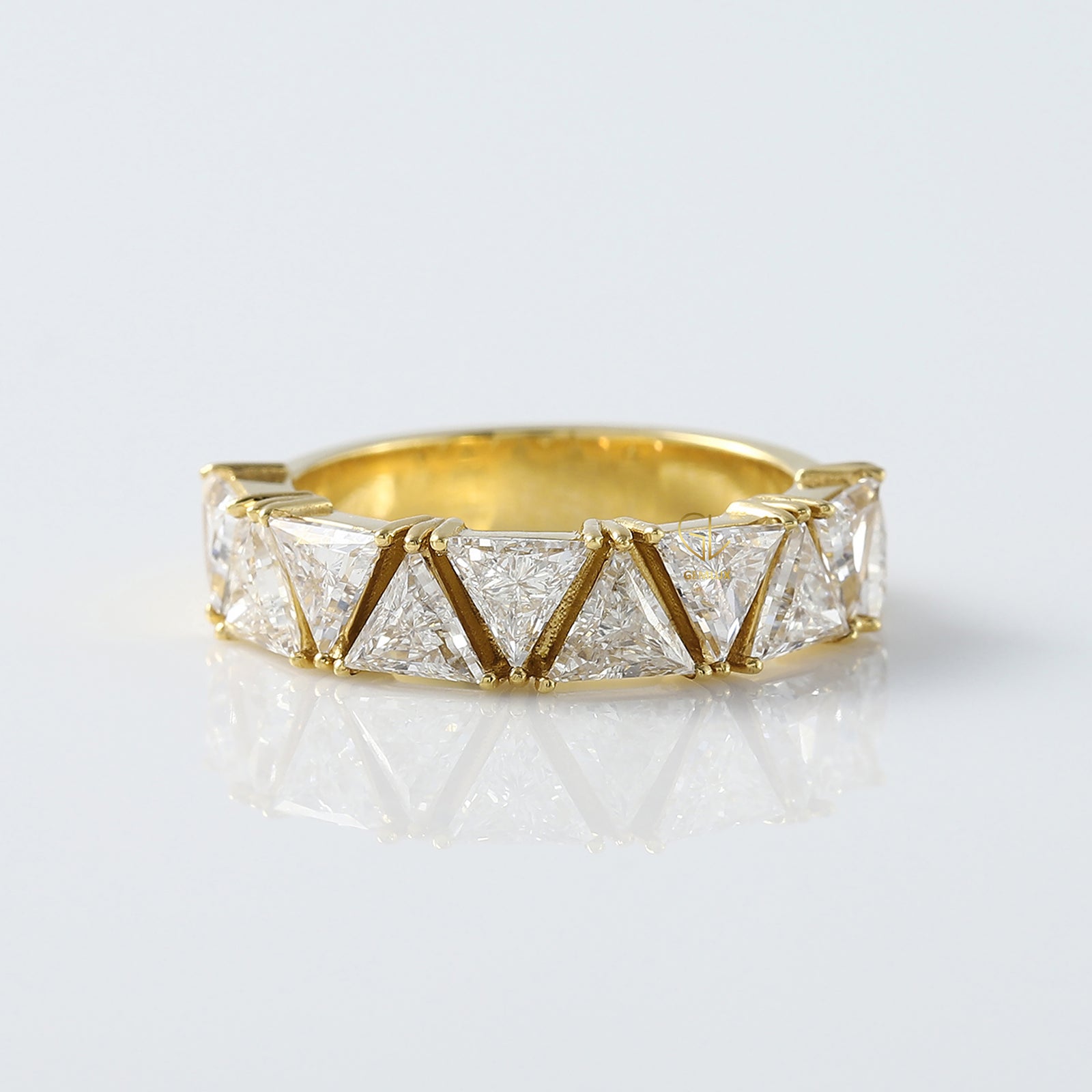 Trillion Cut Moissanite Half Eternity Wedding Band