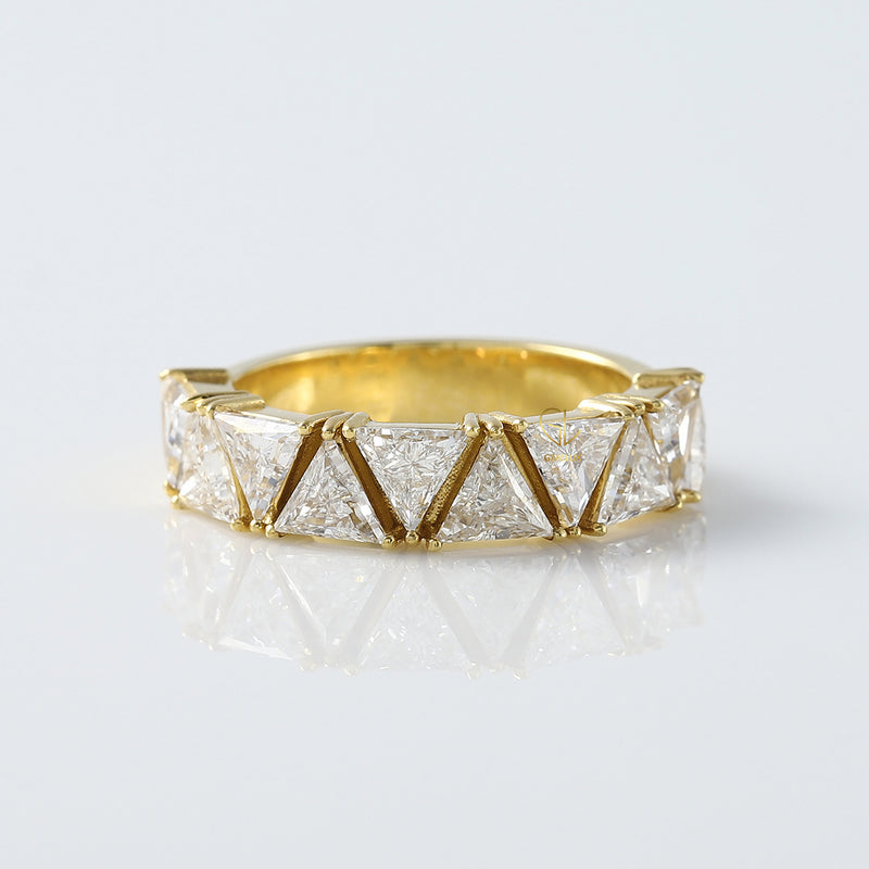 Trillion Cut Moissanite Half Eternity Wedding Band