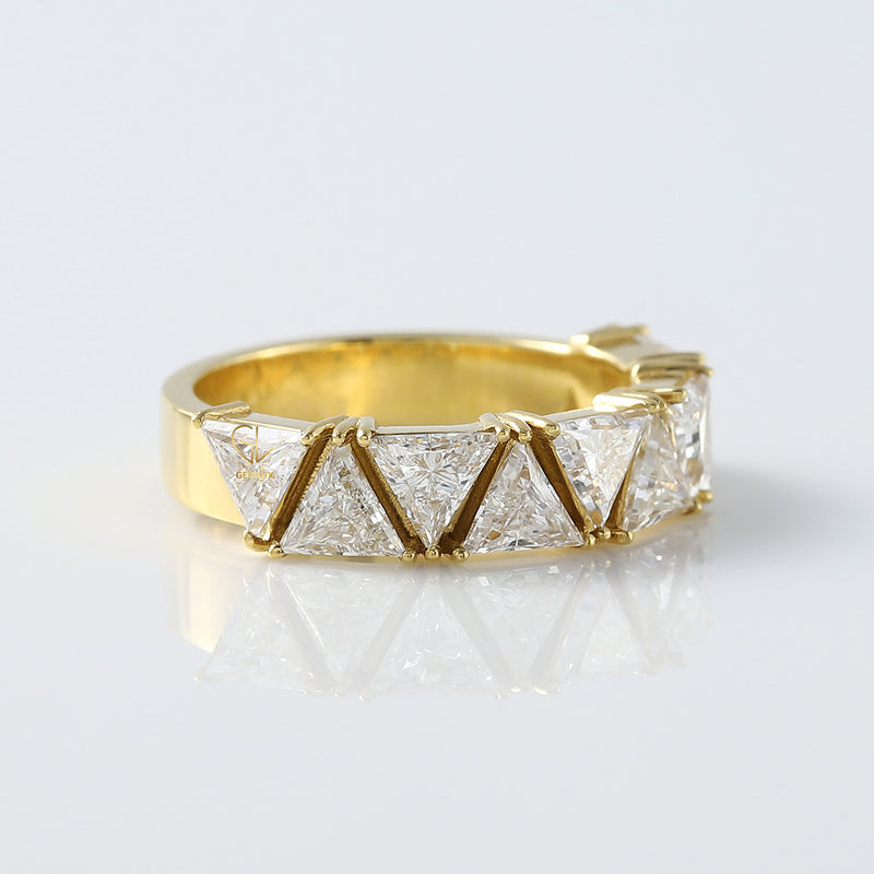 Trillion Cut Moissanite Half Eternity Wedding Band