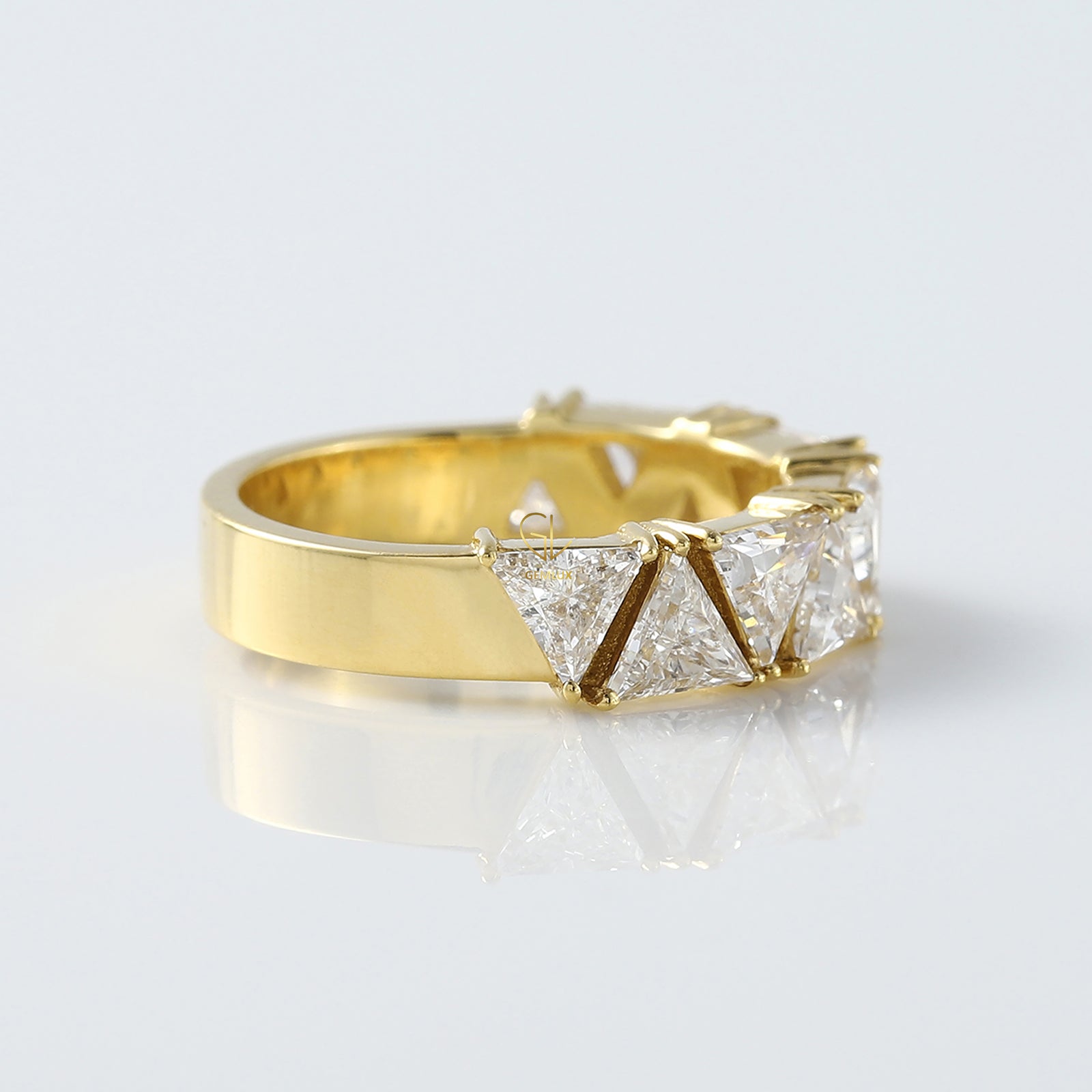Trillion Cut Moissanite Half Eternity Wedding Band