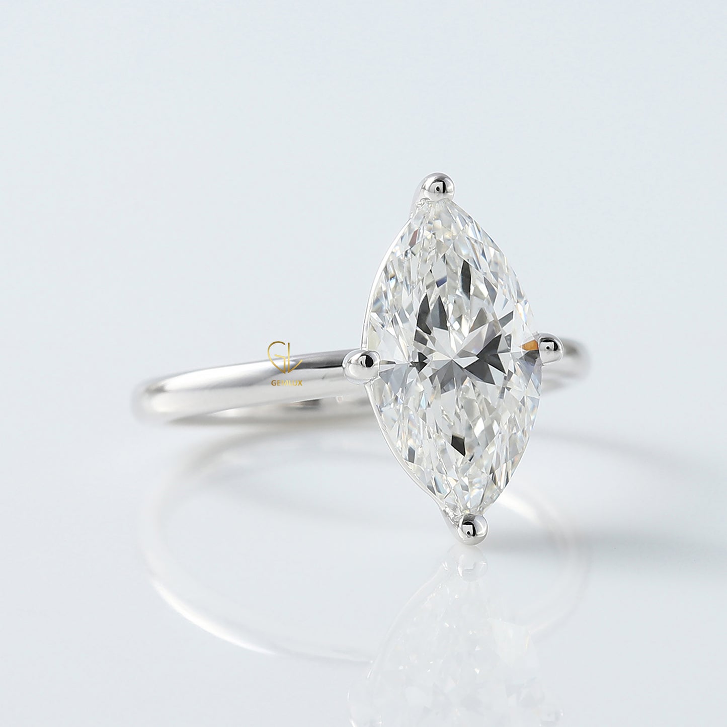 Marquise Cut Moissanite Solitaire Engagement Ring