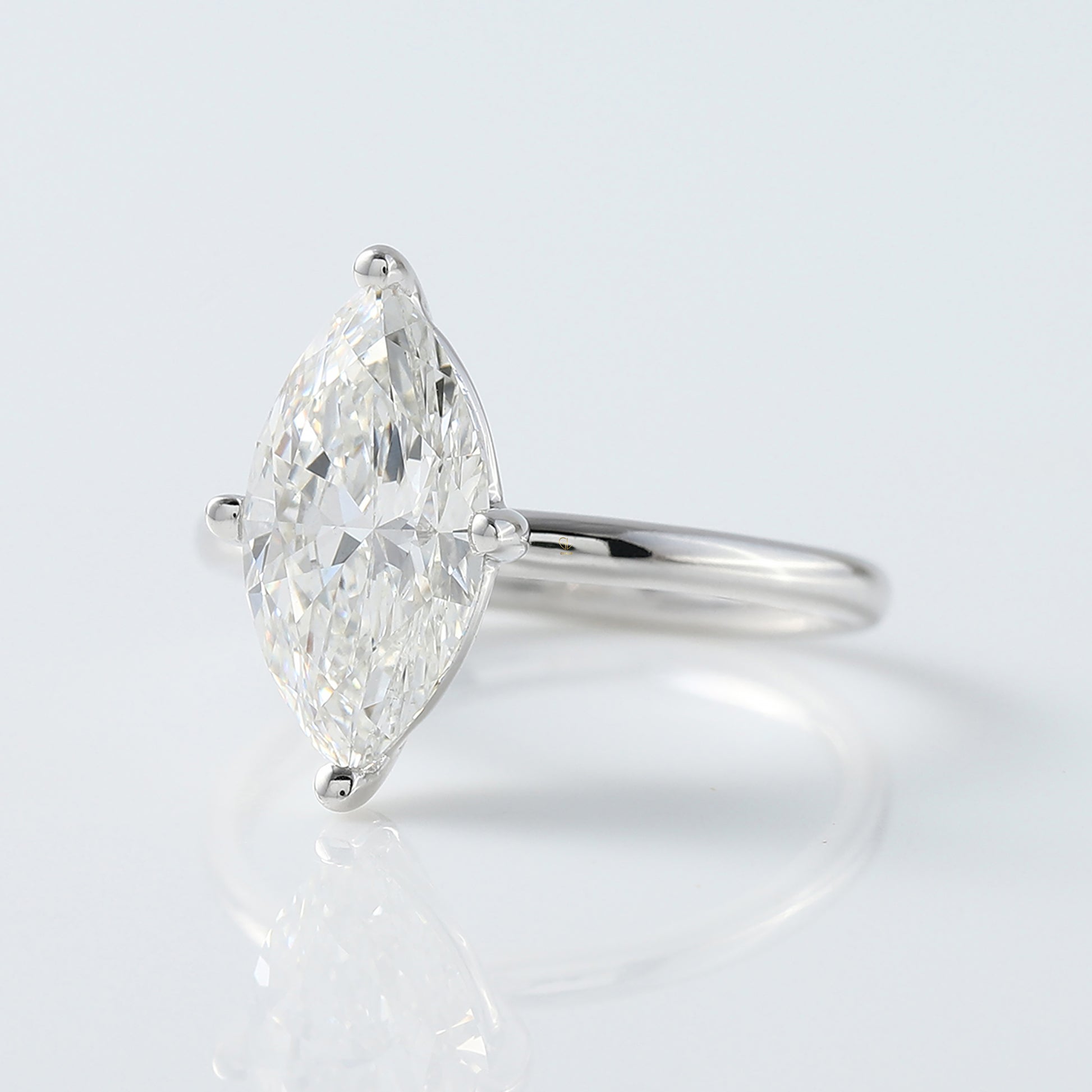 Marquise Cut Moissanite Solitaire Engagement Ring