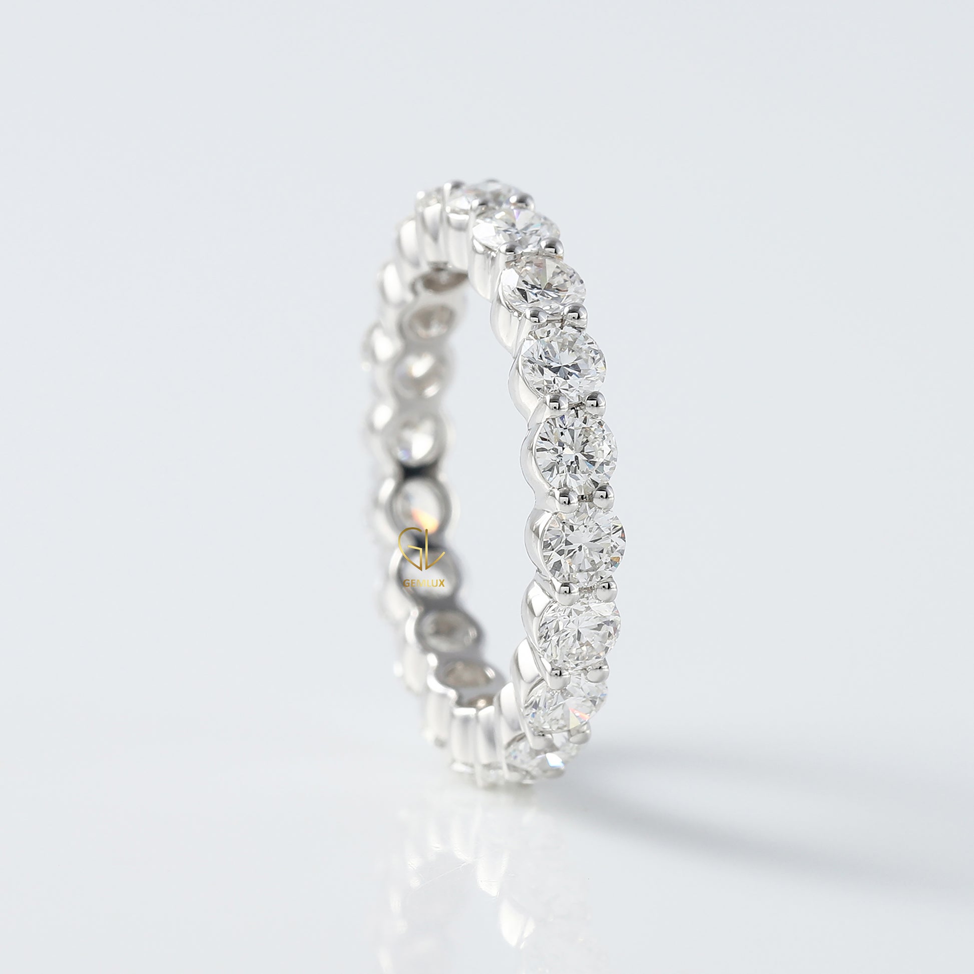 Round Cut Moissanite Eternity Wedding Band