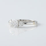 Cushion Cut Lab Grown Diamond Three Stone Engagement Ring