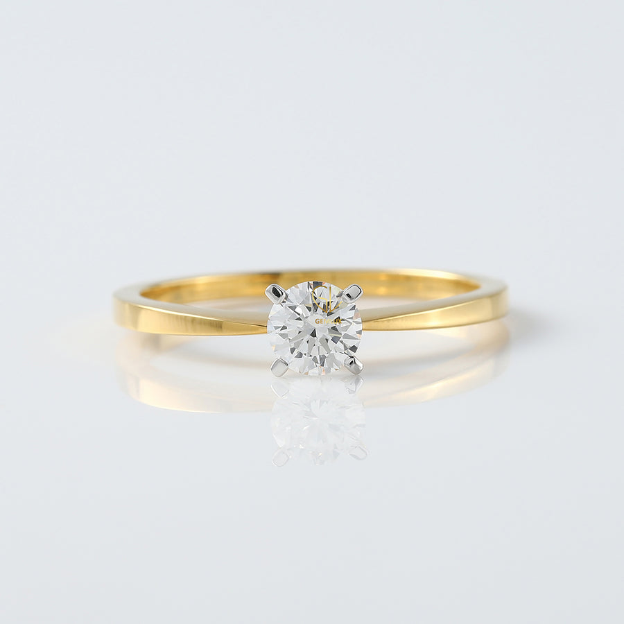Round Moissanite Solitaire Engagement Ring Yellow Gold