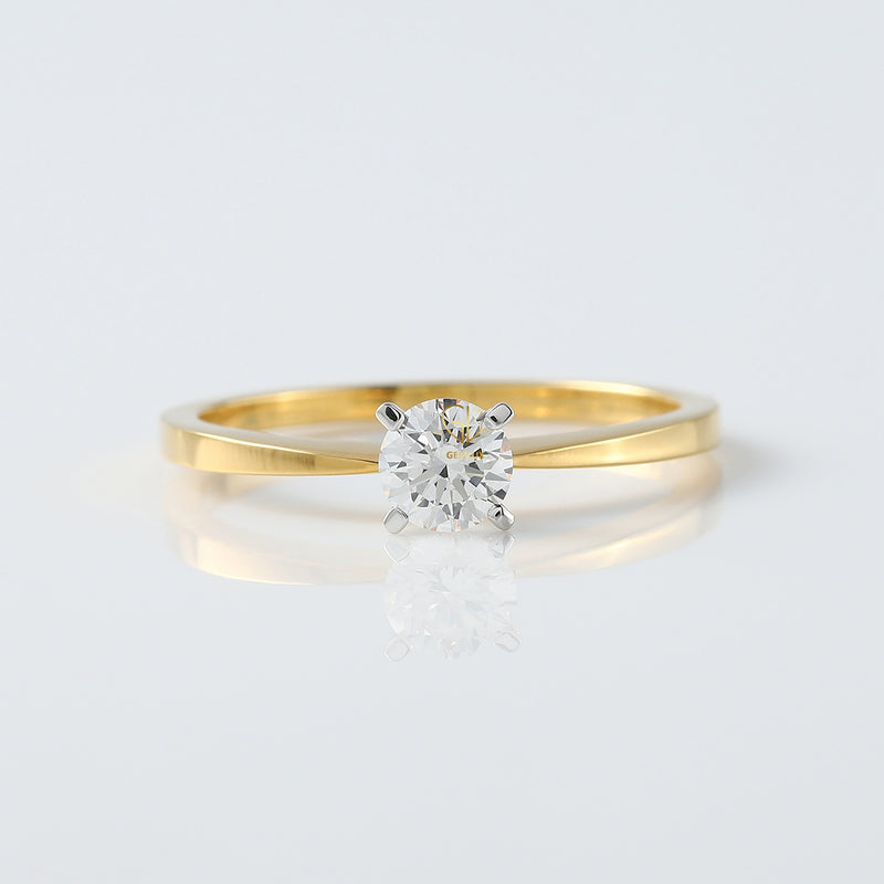 GIA Certified Round Diamond Solitaire Yellow Gold Ring