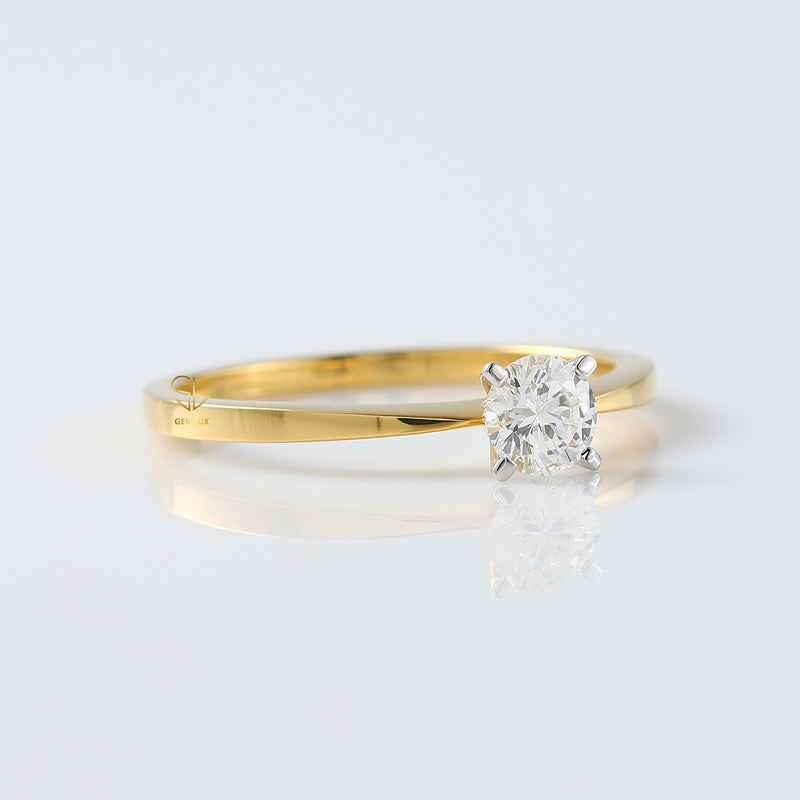 GIA Certified Round Diamond Solitaire Yellow Gold Ring