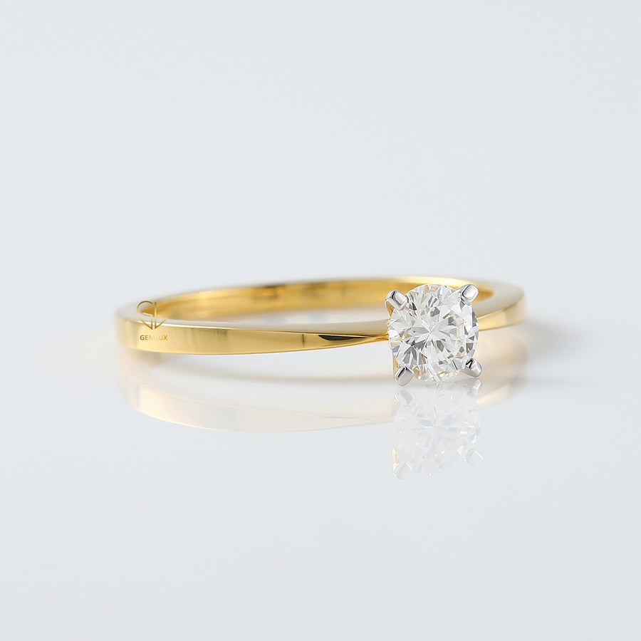 GIA Certified Round Diamond Solitaire Yellow Gold Ring