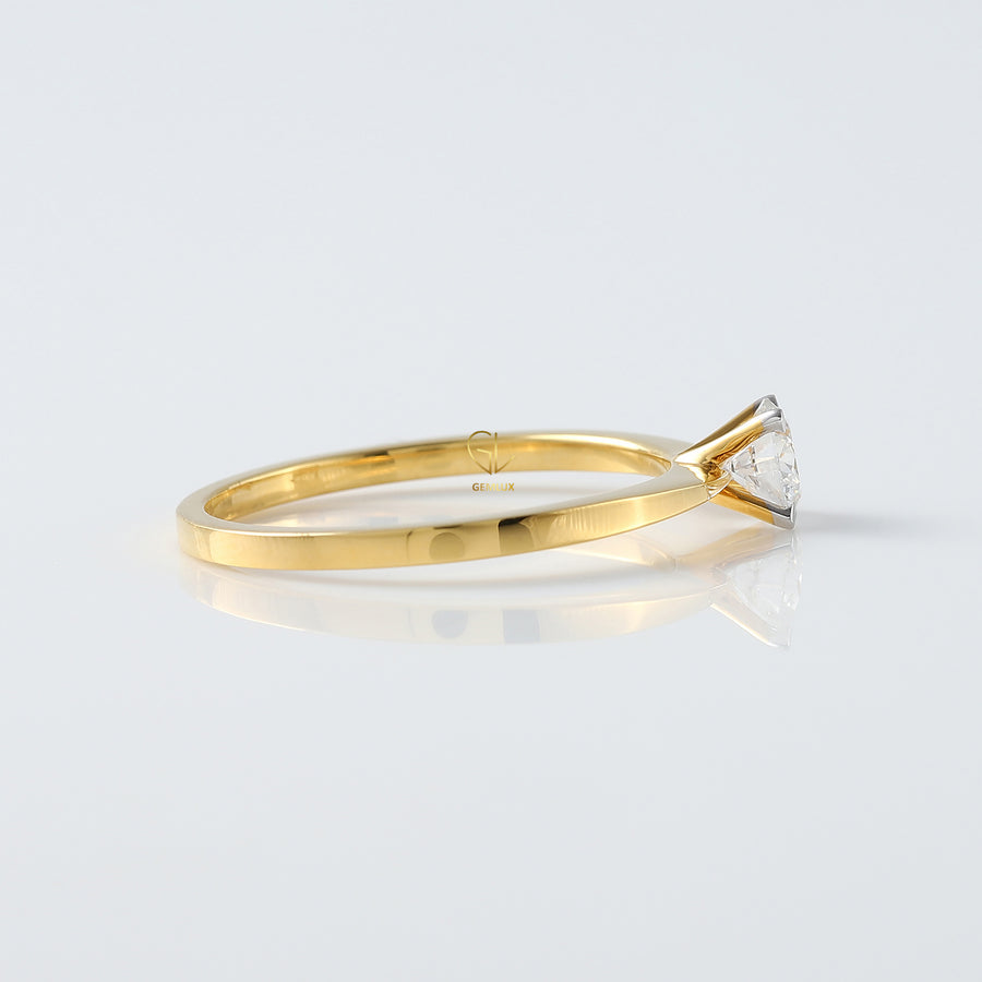 Round Moissanite Solitaire Engagement Ring Yellow Gold