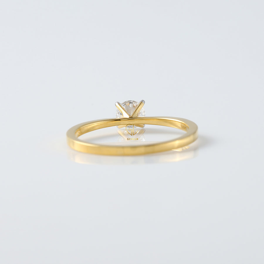 Round Moissanite Solitaire Engagement Ring Yellow Gold