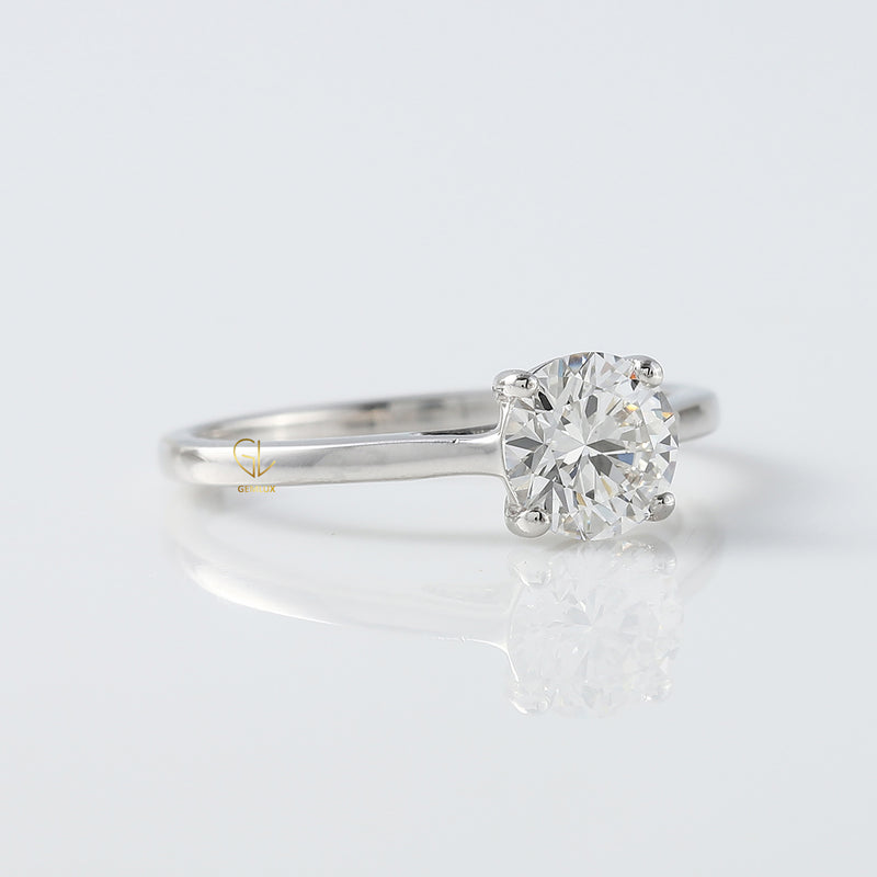 Round Cut Moissanite Solitaire Engagement Ring