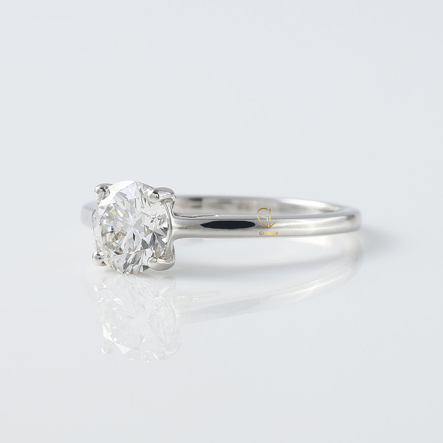 Round Cut Moissanite Solitaire Engagement Ring