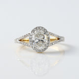 Oval Cut Moissanite Split Shank Halo Engagement Ring