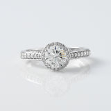 Round Cut Lab Grown Diamond Art Deco With Filigree Halo Engagement Ring