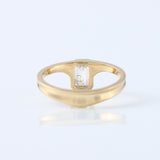 Emerald Cut Moissanite Diamond Curved Solitaire Ring