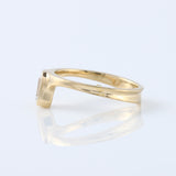 Emerald Cut Lab Grown Bezel Set Curved Solitaire Ring