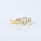 Bezel Set Round Moissanite Solitaire Yellow Gold Ring
