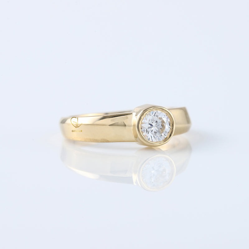 Round Cut Lab Grown Diamond Bezel Set Solitaire Ring